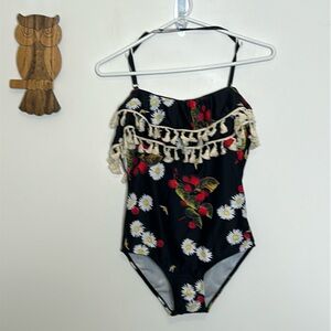 Simanqi cherry’s print swimsuit one piece bathing suit